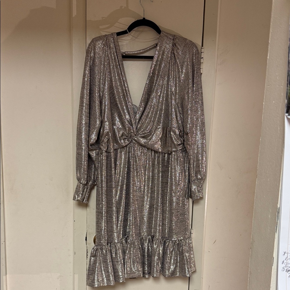 Glamorous Silver Gold Long Sleeve Dress